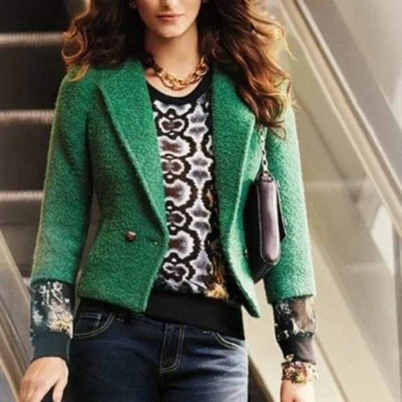 CAbi | Ivy Boucle Wool Blend Emerald Green Blazer - Picture 1 of 6